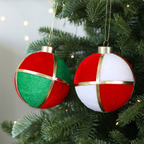 Velvet Patchwork Gold Trim Christmas Hanging Ball Ornaments