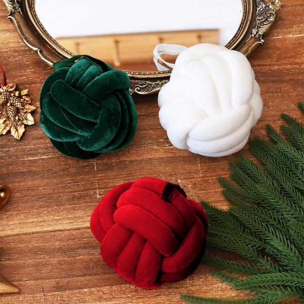 Luxury Velvet Knotted Christmas Ball Hanging Ornaments
