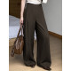 Women High Waist Pleated Seam Wide Leg Office Trousers