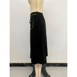 High Waist Corduroy Midi Skirt With Pockets