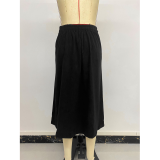 High Waist Corduroy Midi Skirt With Pockets