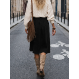 High Waist Corduroy Midi Skirt With Pockets