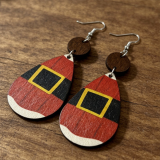 Santa Belt Wooden Teardrop Christmas Earrings