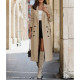 Beige Double Breasted Long Coat For Women