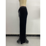 Black Velvet High Waist Flare Pants
