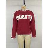 Red Merry Letter Christmas Sweater For Women