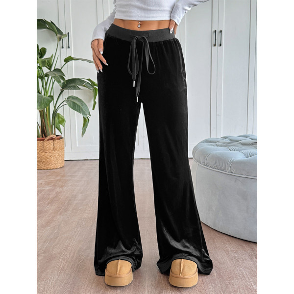 Black Velvet High Waist Flare Pants