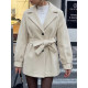 Beige Belted Short Coat For Women