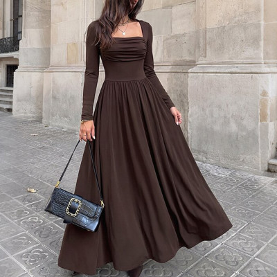 Square Neck Ruched Bust Maxi Dress