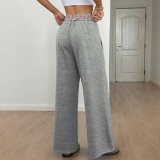 Gray Contrast Waist Wide Leg Sweatpants