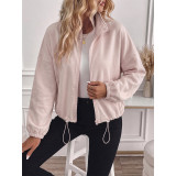 Drawstring Hem Zip Up Sweatshirt Jacket