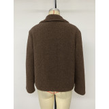 Lapel Teddy Fleece Short Jacket With Gold Buttons