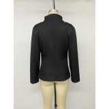 Stand Collar Double Breasted Slim Jacket