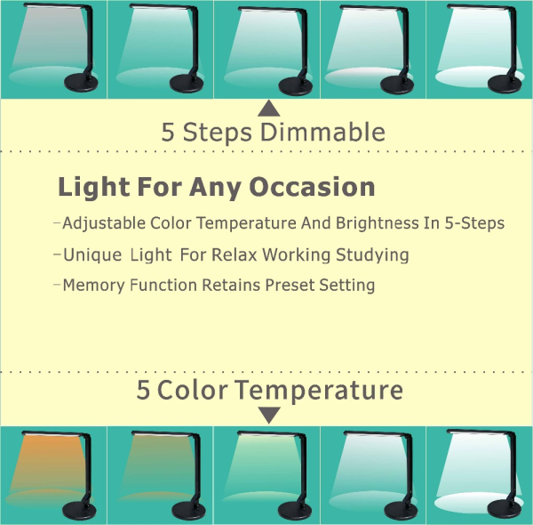 Rotatable Eye-care 10W led desk lamp Table lamp 5 color mode 5 brightness mode with USB 