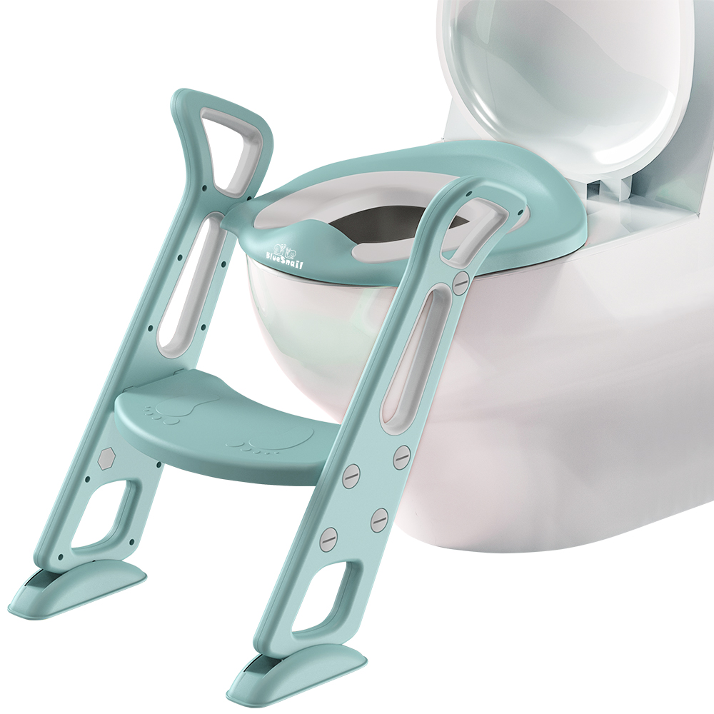 Potty Training Seat with Step Stool Ladder SunBorder Chair for Kids Baby and Toddler Toilet Training with Handles Padded Seat Wide Step Non-Slip Blue Green Blue+Purple +PU Cushion 