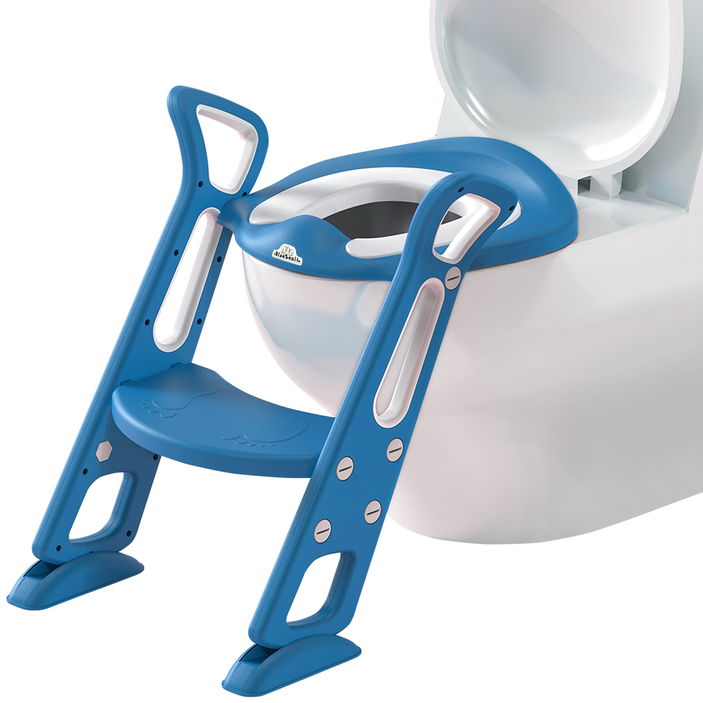 Baby Toilets Trainer Seat Chair with Anti Slip Step Stool Foldable Adjustable Ladders Potty Toilet Training Seat Ladder Ship from US, Blue 