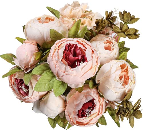 Artificial Silk Peony Flower Vintage Fake Bouquet Home Wedding Decor(Light Pink Bud)