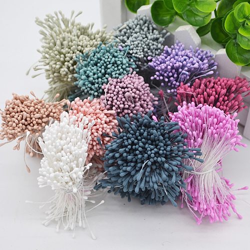 1 Bundle= 800Pcs Artificial Flower Double Heads Stamen Pearlized Craft Cards Cakes Decor Floral for Home Wedding Party Decor