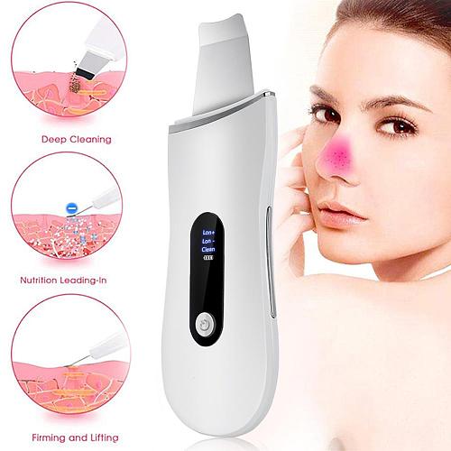 Facial Skin Scrubber Electric SPA Gentle Blackhead Acne Remover Ultrasonic Face Cleaner Spatula Face Lifting Slimming Massager