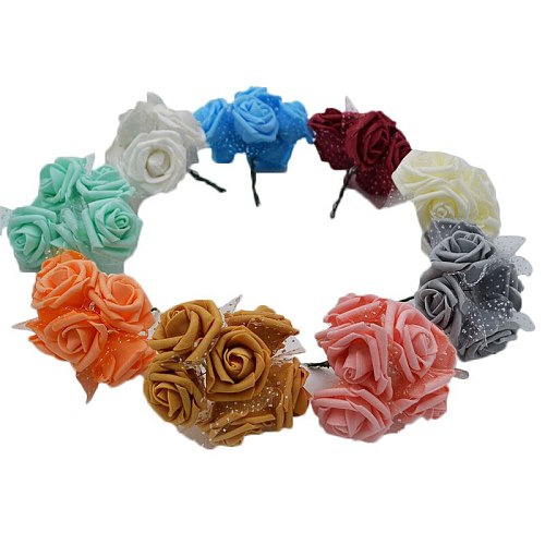 30pcs/lot 4cm PE Foam Rose Flower Bouquet Artificial Rose Flowers Handmade DIY Wedding Home Decoration Festive & Party Supplies
