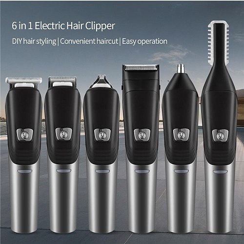 6 In 1 Electric Beard Trimmer Hair Cutting Machine Haircut Rechargeable Nose Hair Trimmer Shaver Beard Razor Shaving Machine