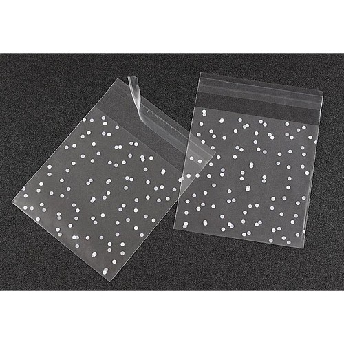 50pcs/lot White Dots Transparent OPP Self-adhesive Bags Gift Packaging Bags Plastic Jewelry Candy Cookies Packing Bags