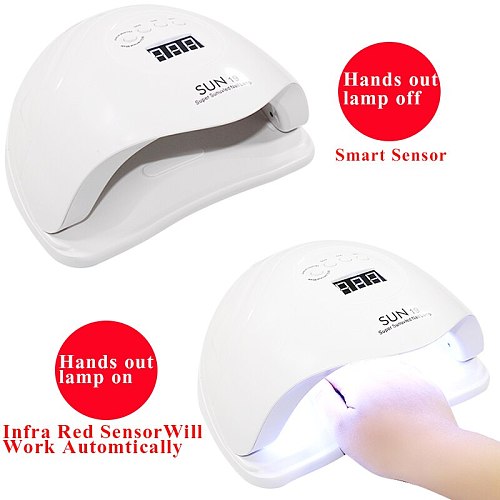 19 80W/24W UV LED Lamp Nail Dryer Lamp for All Gels Manicure Gel Varnish Gel Nail Lamp Drying with Auto Detecting LCD Display