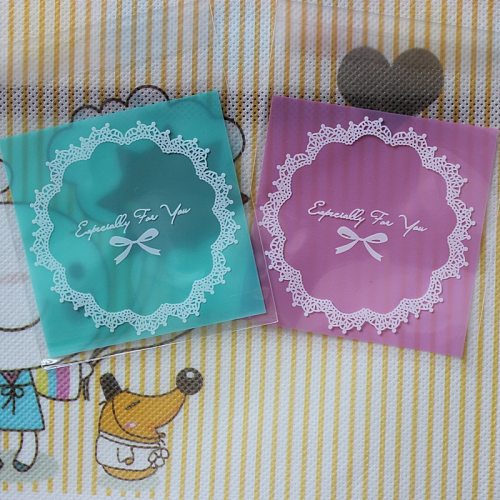 50PCS 10X10CM Candy Color Cartoon Cookie&Candy Bag Self-Adhesive Plastic Bags For Biscuits Snack Baking Package Supplies