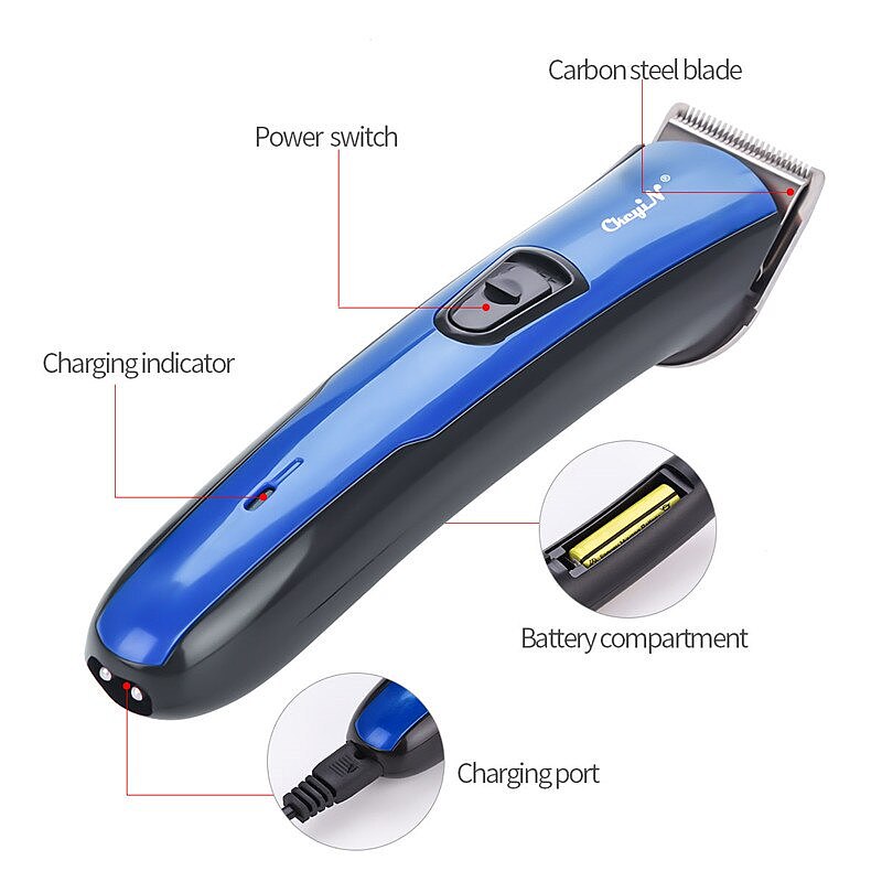 Low Noise Electric Haircut Carbon Steel Blade Hair Clipper Beard