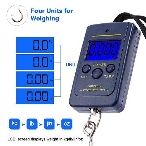 Portable Electronic Scale 40kg 10g Hanging Fishing Luggage Digital LCD Pocket Weight Hook Scale With Backlight