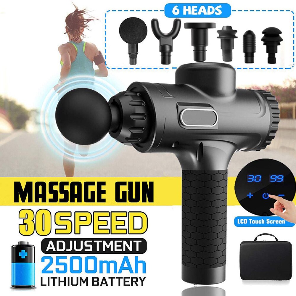 Fashion LCD Display Massage Gun Deep Muscle Massager Muscle Pain Body Massage Exercising Relaxation Slimming Shaping Pain Relief