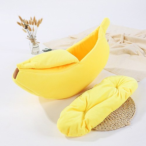 Banana Shape Cat Dog Bed House Warm Portable Pet Supplies Mat Beds for Cats & Kittens Comfortable Puppy Cushion Basket Kennel