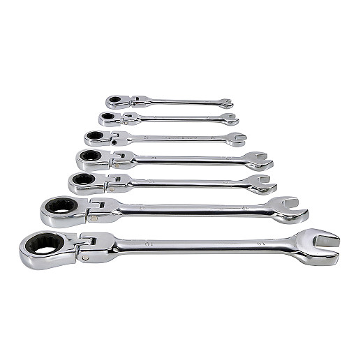 1x Fixed Head Ratcheting Spanner Wrench Sets Hand Tools Ratchet Handle Wrenches 6/8/10/12/13/17/19mm
