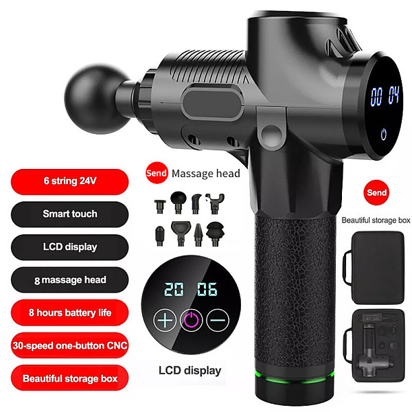 2500mAh LCD Display Massage Gun Deep Muscle Massager Muscle Pain Body Massage Exercising Relaxation Slimming Shaping Pain Relief