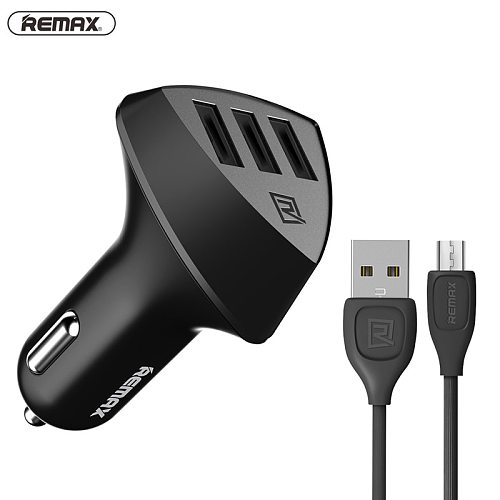 Remax 3 usb port Car Charger 5V/4.2A Quick Charging With 2M micro usb cable For Samsung Xiaomi redmi huawei USB Charger Adapter