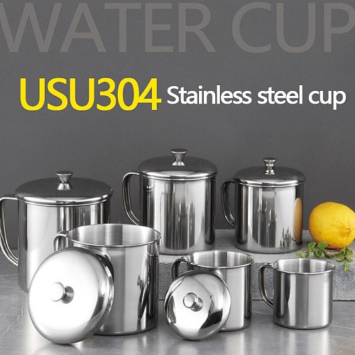 Double Stainless Steel With Lid Cup Coffee Mug Household Portable Outdoor Wine Beer Coffee Tea Camping Cup Handle With Handgrip