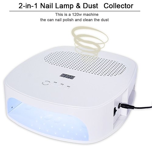 120WStrong Power Nail Lamp & Nail Dust Collector Two In One Art Salon nail lamp and Collector Vacuum Cleaner Nail Manicure Tools