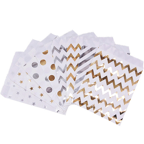 25pcs 13x18cm Foil Gold Silver Wedding Candy Bar Bags Party Gift Bags Baby Shower Paper Bag Wedding Party Favor Gift Bag
