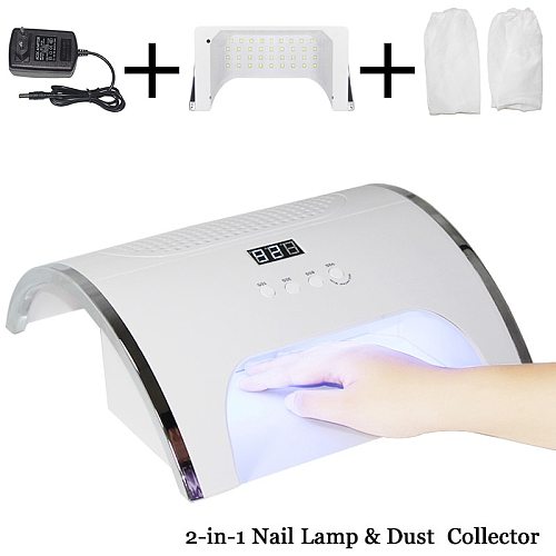 72W LED 2 In 1 UV LED Nail Lamp Infrared induction 10/30/60/99s with Nail Duct Suction 2 Fan Vacuum Cleaner For Manicure Tool