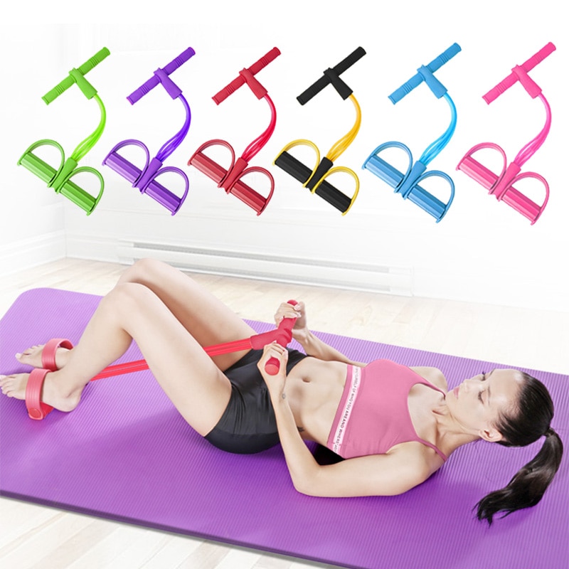 4 Tube Fitness Resistance Bands Exercise Equipment Elastic Fitness Resistance Bands 6 Color Sit Up Pull Rope Gym Workout