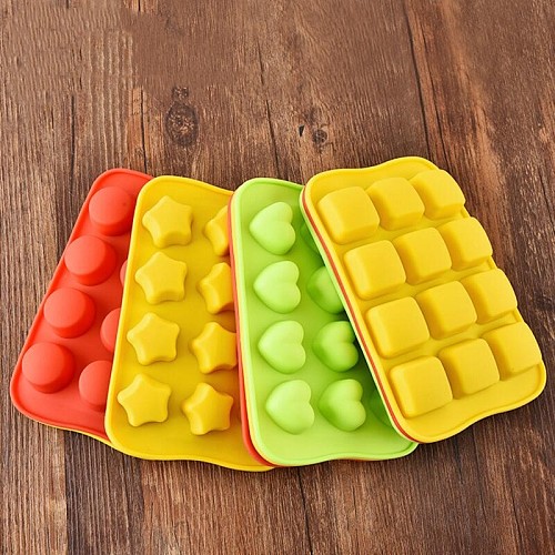 Silicone Chocolate Molds Baking Tool Non-stick Cake Candy 3D Mold Creative Star Heart Round Square Shaped Ice Cube Cake Mold DIY