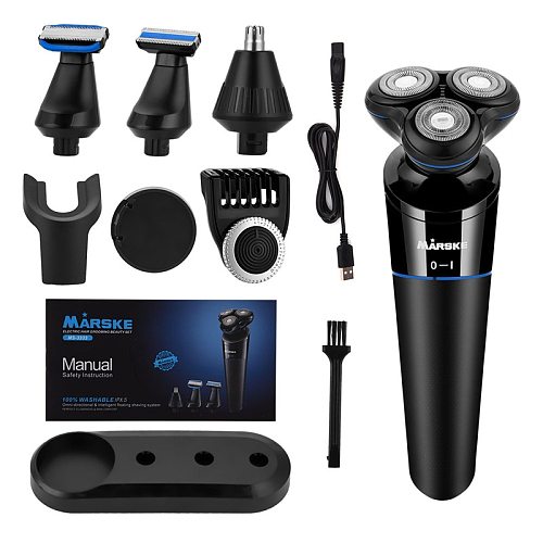 5 In 1 3D Electric Shaver Waterproof USB Rechargeable Hair Timmer Beard Ear Nose Trimmer Facial Shaving Machine For Men Razor