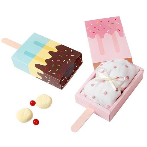 4Pcs DIY Ice Cream Shape Candy Boxes Baby Shower Party Cartoon Drawer Gift Bag Kids Party Favors Candy Bag Birthday Decoration