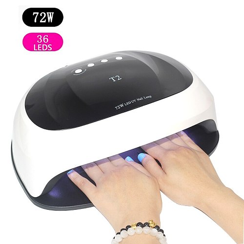new listing 72W Nail Dryer UV Nail Lamp Gel Polish Curing Lamp with Bottom 30s/60s Timer LCD Display Lamp for Nail Dryer