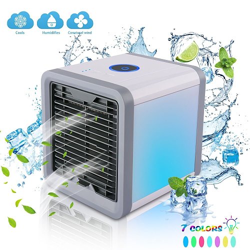 Mini USB Portable Air Cooler Fan Air Conditioner 7 Colors Light Desktop Air Cooling Fan Humidifier Purifier For Office Bedroom