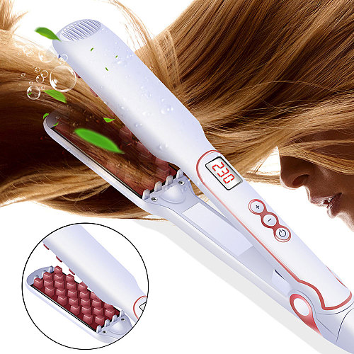 Volumizing Hair Iron Corrugation Hair Curler Professional Curling Iron 2 in 1 Flat Iron Hair Straightener Hair Curling Tongs