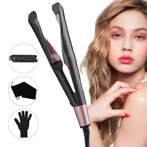 2-in-1 Twist Hair Straighteners & Hair Curler Ceramic Coated Plates Beach Wave Curling Iron Hair Crimper Curling Tongs Flat Iron