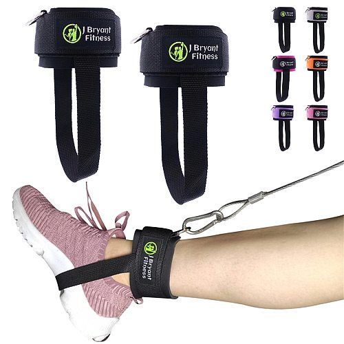 D-Ring Ankle Straps with Pedal Rope Achilles Tendon Support for Cable Machines Glute Leg Workouts Neoprene Padded Ankle Weights