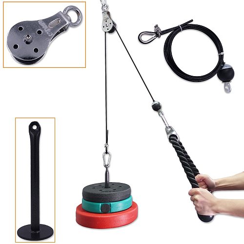 Fitness Pulley Cable System DIY Loading Pin Lifting Triceps Rope Machine Workout Adjustable Length Home Gym Sport Accessories