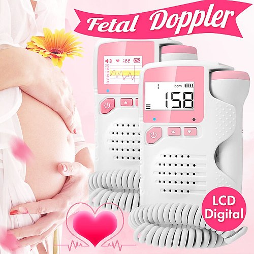 LCD Digital Prenatal Fetal Doppler 2.0MHz Heart Sound Monitor Screen Display Tester Detector Pregnant FetalPulse Meter Monitors